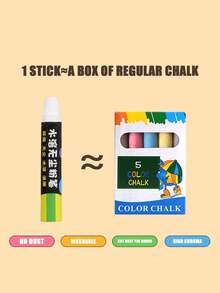 1 Box 20pcs Colorful Water-Soluble Dustless Chalk, Designed For Teachers Classroom Use, Suitable For Blackboard Drawing, Graffiti And Other Applications - Multicolor - View 5