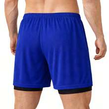 Kit Of 3 Men's Dry Fit 2-In-1 Shorts For Gym And Running With Cell Phone Pocket - Light Blue / White / Black - View 10