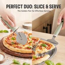 1set Stainless Steel Pizza Cutter Wheel & Serving Spatula Set, Non Slip Handle Baking Tool For Pizza Cake Pastry - View 7