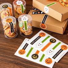 100/50pcs Pumpkin Head Long Strip Sealing Stickers, Self-Adhesive Label Decorative Sealing Stickers, Halloween Party Decorative Stickers - A - View 5