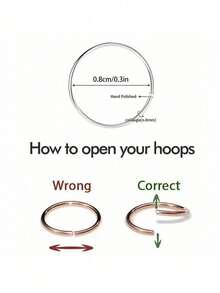 1pc 316L Stainless Steel Casual Style Hinged Round Seamless Hoop Earring, Rust-Resistant, Corrosion-Resistant, Comfortable To Wear, Hypoallergenic, Size Optional (18G 6mm-16mm) Suitable For Earring/Nose Ring/Cartilage Ring/Lip Ring, Unisex, Suitable For Daily Travel, Party, Father's Day, Graduation Season, Holiday Celebration, Date And Other Occasions, Can Be Used As Birthday Gift, Valentine's Day Gift, Graduation Gift, Christmas Gift, Best Friend Gift And Parent-Child Gift For Friends And Family. - Steel - View 6