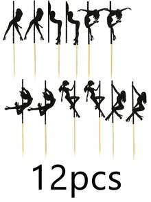 24/12/1pc Glitter Male Muscle Silhouette Bachelor Party Cupcake Toppers, Black & Gold Cake Decoration Picks, Suitable For Bachelor Party/Groom's Pre-Wedding Party/Bridal Shower/Birthday Wedding/Home Kitchen Dessert Table Party Supplies Decoration - Singles Party Cake Insert - View 10
