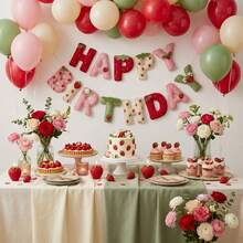 Bannière d'anniversaire thème pastèque en feutre 2D, design plat 2D avec effet 3D, convient pour la décoration de fête d'anniversaire, cadeau d'anniversaire, surprise d'anniversaire, décoration de chambre, fournitures artisanales - A - Voir 6