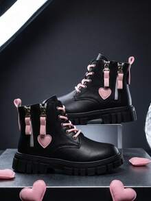 Girls' Ankle Boots, Durable, Wear-Resistant, Cute, Versatile, Spring/Autumn Style - Black - View 1
