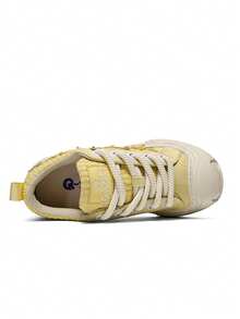 Q-AND Yellow Thick Sole Fun Round Toe Flat Sports Casual Skate Shoes Women 2026 New Versatile Y2K Outfit Original Design Unique Sports Skateboard Shoes Unisex With Detachable Pendant, Daily Sports Holiday Gift First Choice - Pineapple Yellow - View 11