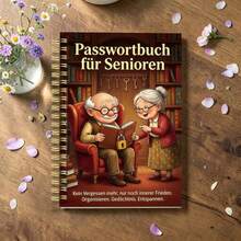 1本 A5 德文長輩密碼記錄紙質螺旋筆記本「Passwortbuch Für Senioren」可愛長輩夫婦設計，網路密碼與網站管理記錄簿，長輩文具用品 - 多色 - 查看 4