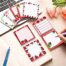 1/3/6/9 Pcs Red Seven Star Ladybug Self-Adhesive Sticky Notes Notepad For Party Supplies School Supplies - one-size - View 3