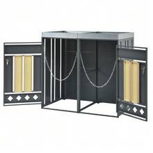 Bin Storage Unit, Lockable, Two Doors, Planting Area, Door Panel With Vertical Wood Grain, Diamond-Shaped Hollow Base - 灰色 - 查看 11