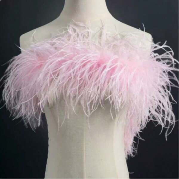 2m Faux Ostrich Feather Trim, Performance Costume, Evening Gown, Dance Outfit, Banquet Dress Making Material, Increase Feather Quantity