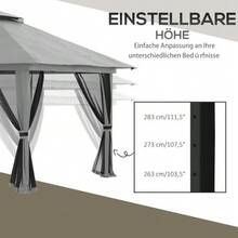 4x4m Folding Pavilion, Collapsible Garden Shelter With UV Protection And Mesh Walls, Double Roof, Weatherproof And Dark Grey - Dark Grey - View 6