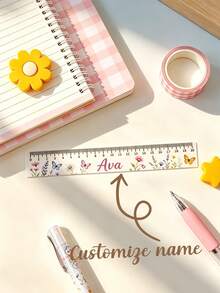 Customized Cartoon Name Ruler, Personalized Reading Aid Ruler, Suitable For Daily Learning And Desktop Decoration, Customized Name Ruler Bookmark, Suitable For Home Or Office, Customizable Gift Ruler, Creative Stationery Gift, Suitable For Friends, Family, Teachers, Daily Use - Multicolor - View 5
