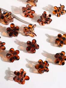 15/20/30pcs Mini Flower-Shaped Leopard Print Hair Claw Clips, Small Hair Clips For Braiding, Flyaway And Bangs - Multicolor - View 6