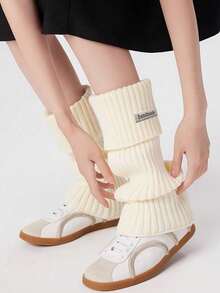 5 Pairs Ribbed Knit Leg Warmers, Y2K Slouchy Stacked Socks, Solid Color Fold-Over Cuff Calf Socks, Preppy JK Casual Boot Covers Streetwear Accessories - Multicolor - View 3