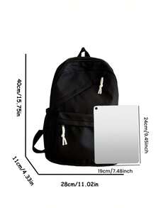 1pc Back To School Large Capacity Casual Versatile Solid Color Backpack, Minimalist Solid Color Multi-Functional Student Backpack, Suitable For Daily Use, Outings, Travel, Exclusive Use. Birthday Gift. - Multicolor - View 3