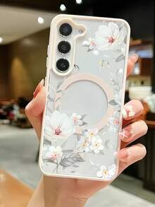 磁吸花朵 Apple 17/16/15/14/13/12 Pro Max 手機殼 磁吸充電保護殼 透明極簡高級防摔 - 粉殼-玉蘭花 - 查看 4
