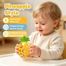 Fruit Shaped Baby Rattle Toy, Soft Hand Grab Ball With Rattle Sound, Early Educational Sensory Toy, Textured Teething Relief Toy For Newborn 0 Month+, Perfect Baby Shower Gift - 彩色 - 查看 3