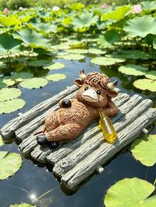 Floating Turtle And Yak Decorations With A Moss Raft Design, Perfect For Ponds And Aquariums. Waterproof And Windproof, Adding A Fun Touch To Your Water Scenery, A Great Gift For Turtle And Yak Lovers. - A - View 4
