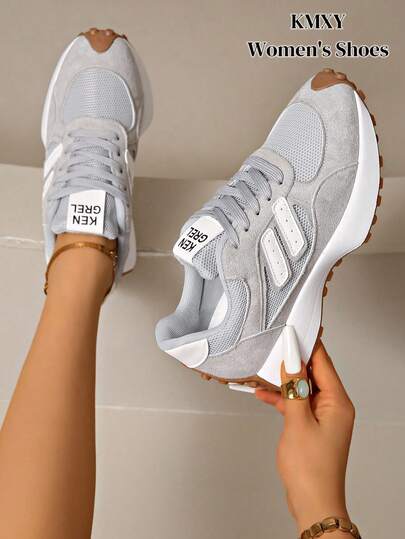 Women's Comfortable Lace-Up Sneakers - Lightweight Multifunctional Casual Shoes, Non-Slip Rubber Sole, Suitable For All Seasons