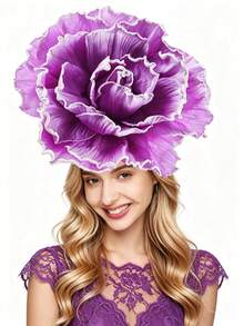 1pc Elegant Flower Fascinators Hat For Women Big EVA Flower Cocktail Fascinator Headwear Wedding Tea Party Hats Prom Hair - A - View 11