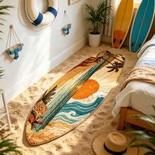 1 pieza Alfombra con forma de tabla de surf con rayas geométricas, alfombra de cachemira sintética 300 para el lado de la cama, alfombra decorativa, decoración de dormitorio, alfombra pequeña, alfombra, decoración del hogar, alfombra de sala de estar, alfombra pequeña de sala de estar, alfombra de dormitorio, decoración del hogar de sala de estar, alfombra para exteriores, alfombra lavable - Multicolor 3 - Ver 1