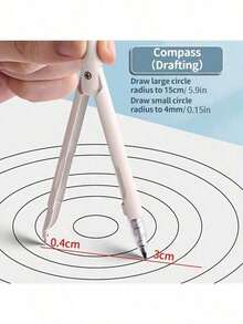 One-Piece M&G Precision Drafting Compass With Built-In Pencil, Student Drafting Set (Compass + Eraser + Lead Set), Metal Drafting Tool Suitable For Students And Professionals, Portable School And Office Stationery.Mechanical Pencil - Sets - View 2