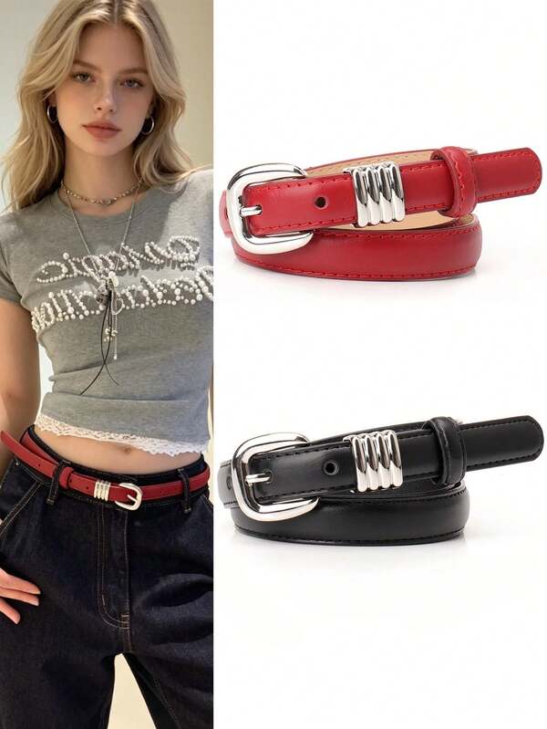 2/1pc Women Retro Slim Decor Waist Belt, Hot Girl Niche Design, Versatile Ornament Perfect To Pair With Denim Jeans And All Kinds Of Dresses.