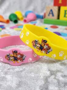 6件組 Paw Patrol 主題矽膠手環派對用品手鍊，生日派對配件、家庭聚會賓果狗角色扮演裝飾禮品、拍照配件與蛋糕裝飾配件 - 彩色 - 查看 3