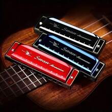 1pc 10-Hole 20-Reed C-Key Blues High-Quality Stainless Steel Harmonica, Multiple Colors Available, Beginner Student Musical Instrument, Great Gift For Kids. - Multicolor - View 2