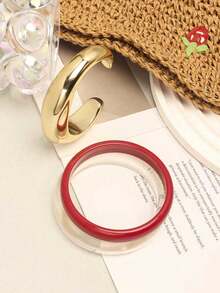 3pcs Elegant Minimalist Bracelet Set, Versatile Fashion Wrist Accessory, Suitable For Women's Daily, Holiday And Casual Wear - Red - View 4