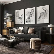 3pcs Set Unframed Minimalist Black And White Wavy Line Canvas Art Prints, Abstract Modern Wall Decor Posters For Living Room And Bedroom, Rolled Canvas Pictures (No Frame Included) - A - View 6