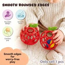 Fruit Shaped Baby Rattle Toy, Soft Hand Grab Ball With Rattle Sound, Early Educational Sensory Toy, Textured Teething Relief Toy For Newborn 0 Month+, Perfect Baby Shower Gift - 彩色 - 查看 9