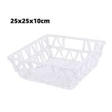 Simple Square PVC Rattan Storage Basket, Beige, Gray, White, Hand-Woven Breathable Structure For Home & Dorm Use, Sundry Organizer, Fruit Container, Desktop Arrangement Bin - Storage Baskets - View 9