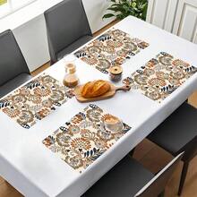 1pc/4pcs/6pcs, Home Decor, Retro Pattern Printed Linen Placemats, Suitable For Dining Table, All-Season Decoration For Spring Summer Autumn Winter, Modern Style Washable Table Mats, Room Decoration, Table Mats, Coasters, Kitchen Dining Table Mats, Indoor Outdoor Party Decoration, Home Decor, Ideal Gift - Multicolor - View 8
