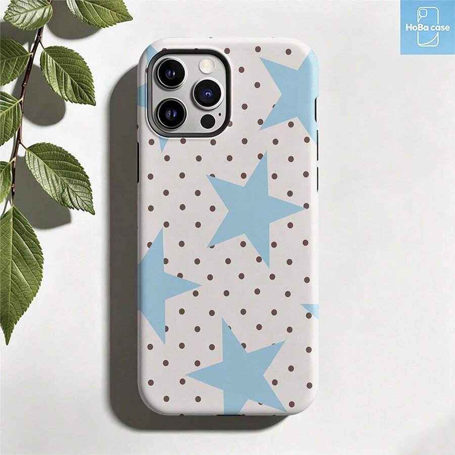 HoBa case 1pc Polka Dot Color Block 2-In-1 Soft Film Full Coverage Hard Phone Case, Compatible With Galaxy A23/A24/A25/A32/33/S25, Compatible With Apple 7/8/11/12/13/14/14Plus/15/15Plus/16/16Plus/7/8Plus/17/17Pro, Korean Style Fashionable & Fun Phone Case, Elegant Design Unisex, Ideal Gift For Girlfriend On Easter, Spring, Birthday - Mixed Color 1 - View 1