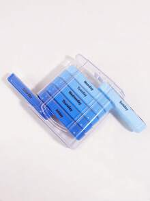 1pc 28 Grid 7 Day Pill Box, Blue Gradient A Weekly Pill Storage Box, Fashion Pill Box For Vitamins, Medicine Storage - Blue - View 4