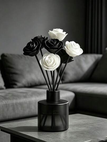 20pcs White Rose Diffuser Sticks, Aromatherapy Diffuser Refill With Foam Flower, Home Fragrance Decor For Living Room Bedroom