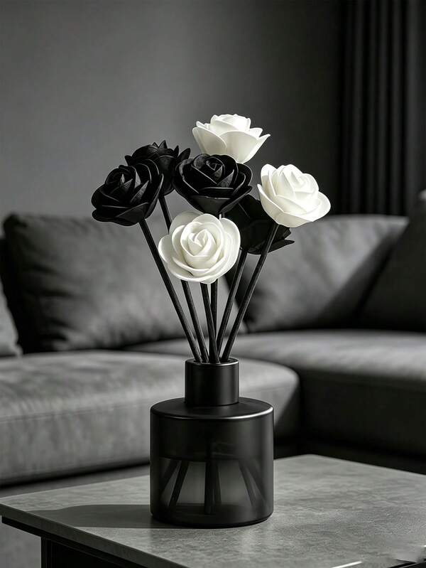 20pcs White Rose Diffuser Sticks, Aromatherapy Diffuser Refill With Foam Flower, Home Fragrance Decor For Living Room Bedroom