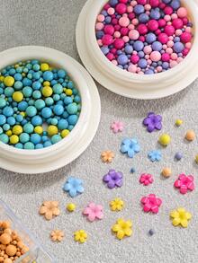 12 Grids Cute Candy Color Nail Charms Set (Flower & Round Bead), 3D Resin Nail Art Decorations, Sweet Colorful Nail Ornaments For DIY Manicure & Craft Decor - Multicolor - View 2