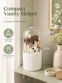 Minimalist Beauty Storage With Divided Compartments To Stop Clutter Modern Acrylic Makeup Brush Holder For Urban Professionals Compact Vanity Decor Ideal For Bathroom Countertop To Hold Eye Shadow Brushes - A - View 8