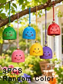 Optional 1/3/6pcs Random Color Smiling Face Wind Chime Set, Complete DIY Assembly Kit With Hanging Rope And Metal Bell, Easy Assembly Without Extra Tools. Made Of High-Quality Metal, Produces Clear And Pleasant Crisp Sound When Swayed By Wind, Soft And Non-Irritating Tone. - Bell - View 12