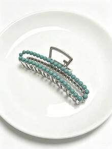Vintage Turquoise Beaded Hair Clip, Metal Non-Slip Claw Clip, Western Cowboy Style Hair Clip - Multicolor - View 4