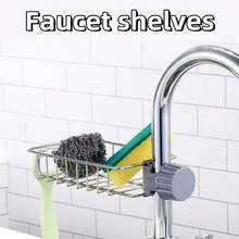 Stainless Steel Faucet Storage Rack, No-Drill Sink Drainer, Multi-Function Dishcloth Sponge Soap Organizer, Hollow Design For Drainage And Mold Prevention, Rust-Resistant Wear-Resistant Stable And Durable, Can Store Various Kitchen Cleaning Tools, Suitable For Kitchen, Bathroom, Living Room, Home Housewives, Renters, Catering Professionals, B&B Hotels, Practical Home Storage Item - Faucet Shelf - View 7