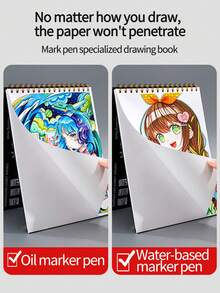1pc A4 Marker Paper Sketchbook For Hand-Drawn Manga, Drawing, Painting, Doodle, Blank Drawing Paper Set For Art Students - Marker Sketchbook - View 5