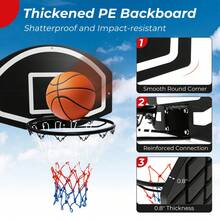 Wall Mount Basketball Hoop, 28.5¡¯¡¯ X 18¡¯¡¯ Large Backboard With 17¡¯¡¯ Rim, Shatter-Proof Backboard - Default Title - View 8