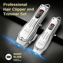 HIENA Premium Silver 3-in-1 Hair Clipper Set, Alat Cukur Rambut LED Nirkabel, Kombinasi Pemangkas dan Pencukur Presisi, Pengisian Cepat USB, Dengan Aksesoris Lengkap, Cocok Untuk Penggunaan Salon Profesional Dan Potong Rambut di Rumah, Hadiah Pria yang Modis dan Praktis - View 3
