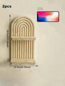 1pc Wooden Arch Top Wall Mounted Shelving Unit, Vertical Bar Design Decorative Display Rack, Modern Home Decor, Suitable For Living Room And Bedroom, Storage Shelf For Displaying Decorative Items - Multicolor - View 17