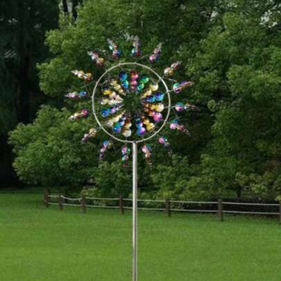 3D Metal Windmill Outdoor Decor, Stainless Steel Multicolor Yard Decoration, Creative Garden Decor Rotating Wind Chime, Housewarming Gift