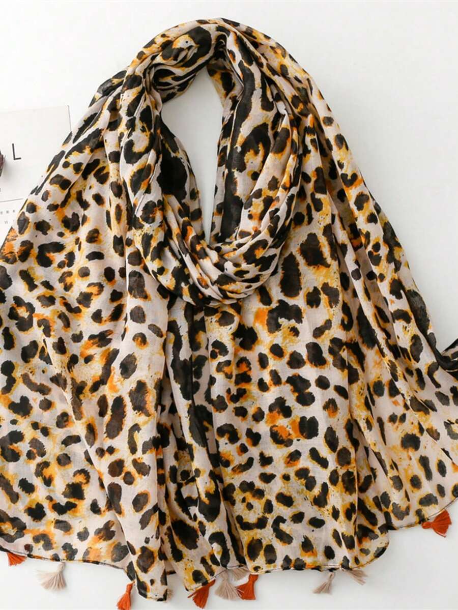 1pc New Sweet Heart Tassel Scarf For Women, Thin Sun Protection Shawl For Spring/Summer, Travel, Beach And Air-Conditioned Rooms - Gold - View 1