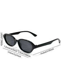 Men's Retro Small Oval Sunglasses, Thick Frame Rounded Sunglasses, Tea Grey Dark Lenses, Driving, Self-Driving, Shopping, Commuting Accessories - Multicolor - View 5