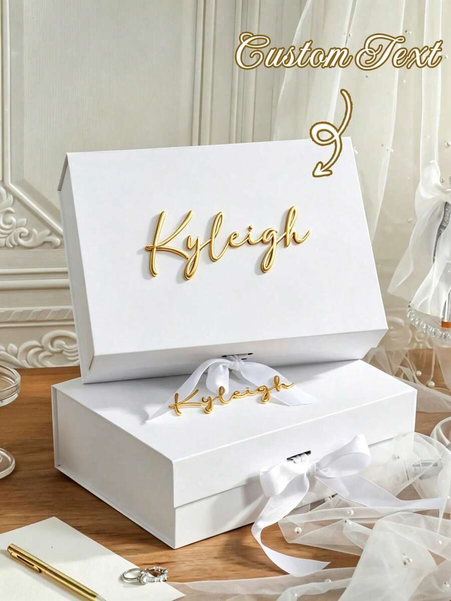 Customized Exquisite Paper Gift Bags, Can Print Your Name And Text, Large Capacity High Quality, Personalized Jewelry Shopping Bags, Suitable For Wedding Gifts, Bridesmaid Gifts, Birthday Gift Packaging, Hand-Carried Packaging Bags - Multicolor - View 1